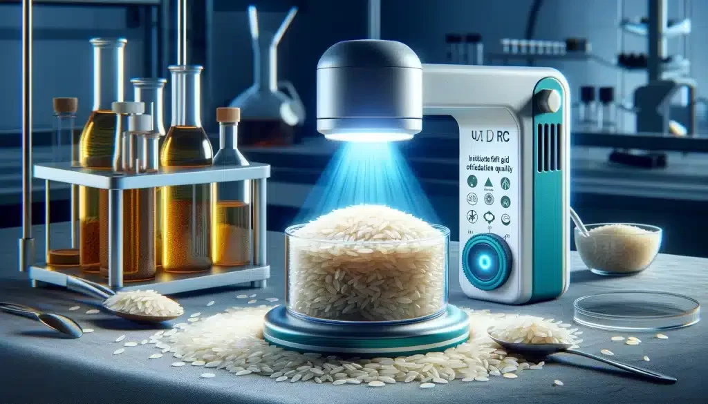 UV-C Regulation of Rice Aging and Contamination.Exploring UV-C's impact on rice aging, highlighting optimal conditions for preserving quality by inhibiting fatty acid oxidation and microbial growth.